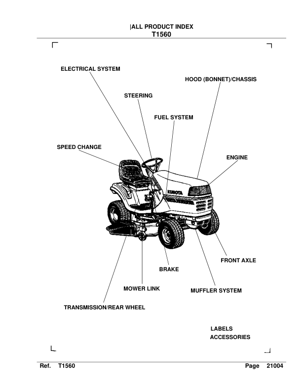 Kubota T1560 Lawn Tractor Parts Catalog Serial 39999 and Below - Image 3