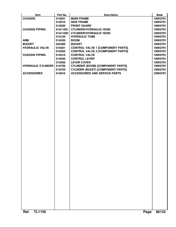 Kubota TL1150 Front Loader Parts Catalog - Image 4