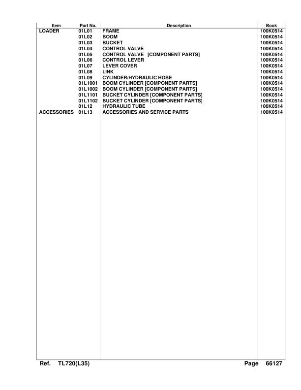 Kubota TL720 Front Loader Parts Catalog - Image 4
