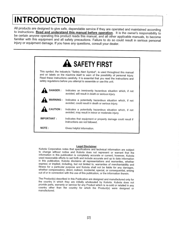Kubota V5299B PTO Drive Kit Operator Manual - Image 4