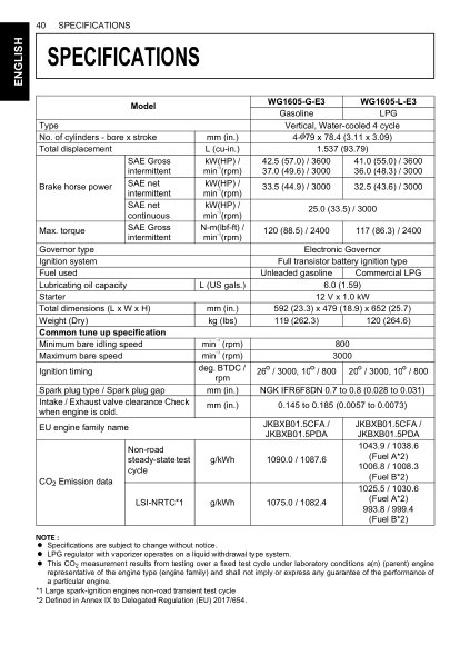 Kubota WG1605 WG1903 WG2503 WG3800 Engines Operators Manual - Image 9