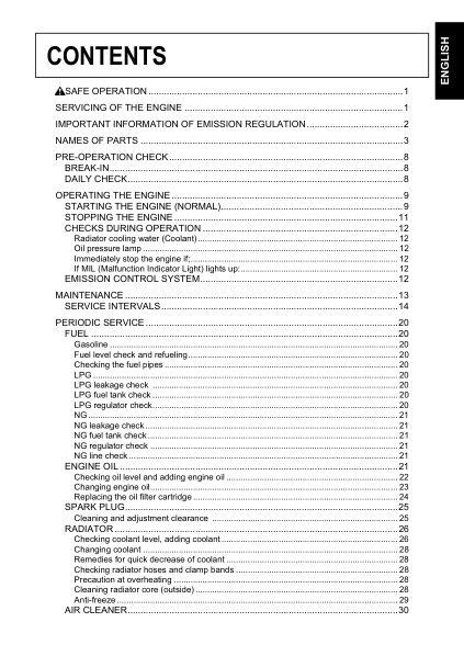 Kubota WG1605 WG1903 WG2503 WG3800 Engines Operators Manual - Image 5