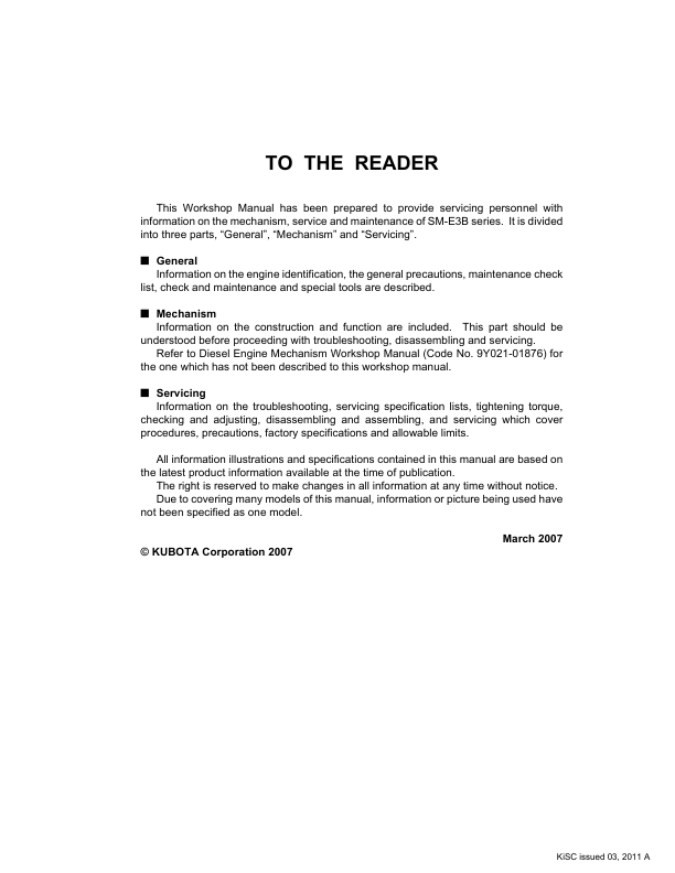 Kubota Z482 E3B Z602 E3B D722 E3B D782 E3B D902 E3B Engines Repair Manual - Image 3