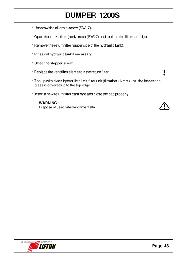 Neuson 1200S Dumper Operators Manual - Image 12