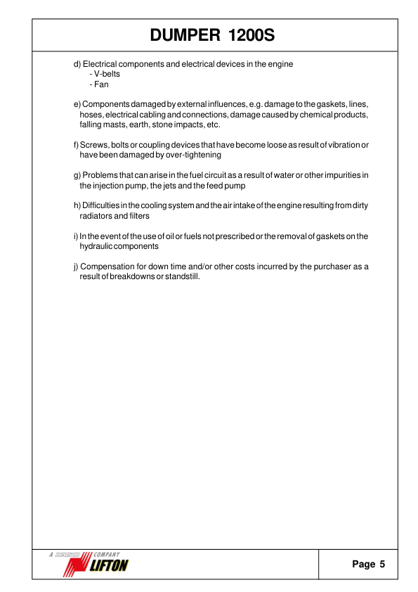 Neuson 1200S Dumper Operators Manual - Image 9