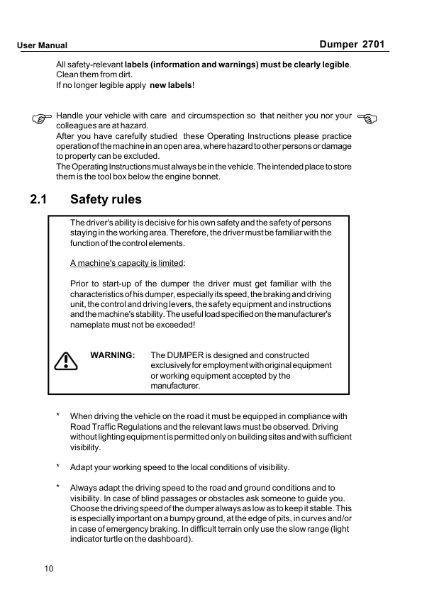 Neuson 2701 Dumper Operators Manual - Image 8