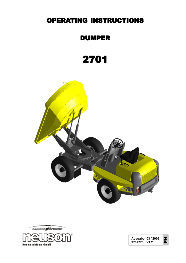 Neuson 2701 Dumper Operators Manual - Image 2