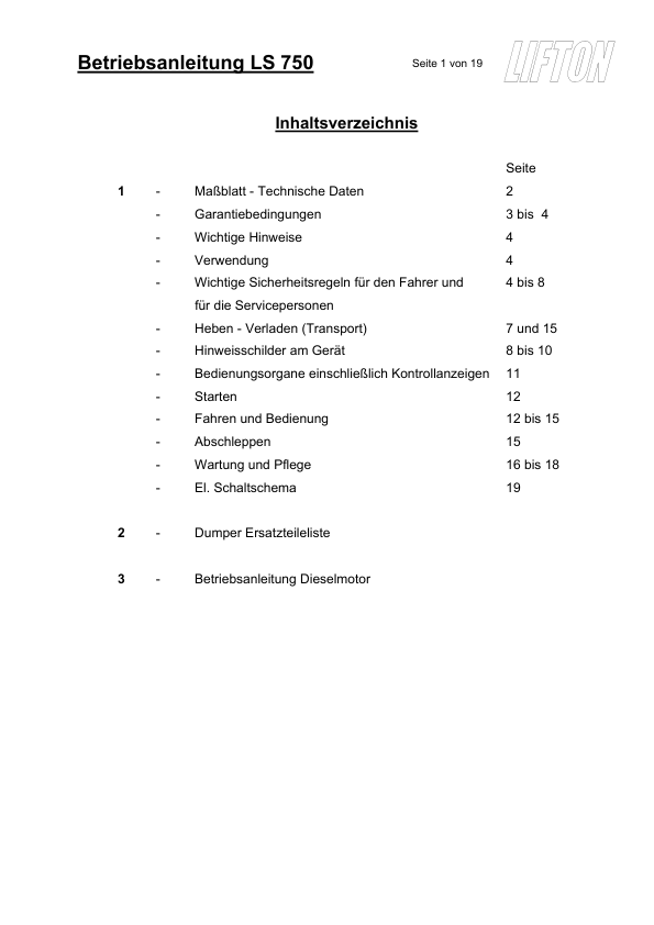 Neuson 750 1002 Dumper Operators Manual - Image 3