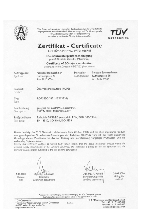 Neuson DHK 4002 5002 Dumper Operators Manual - Image 11