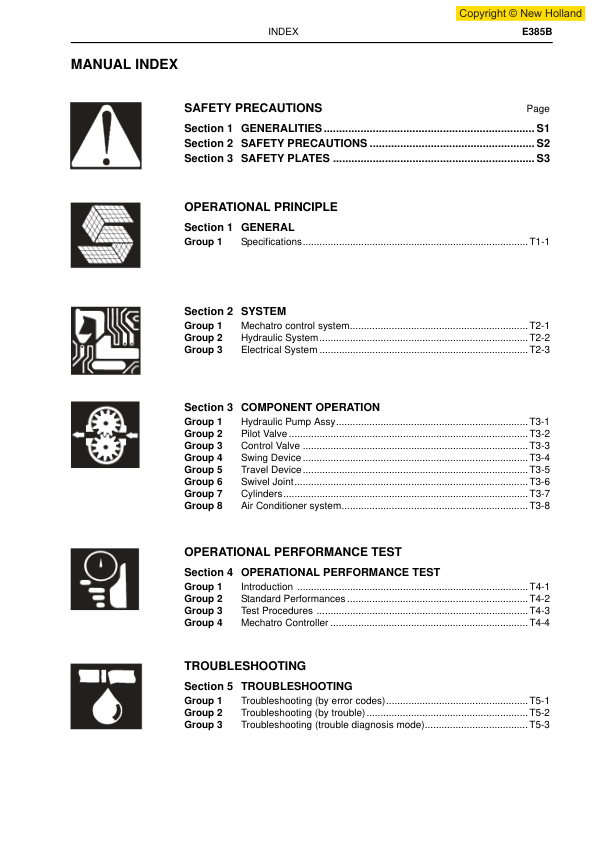 New Holland E385B Excavator Workshop Manual - Image 5