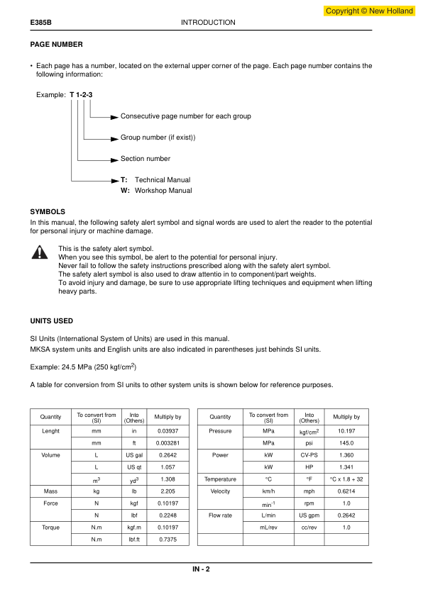 New Holland E385B Excavator Workshop Manual - Image 4