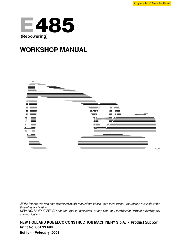 New Holland E485 Excavator Workshop Manual Repowering - Image 2