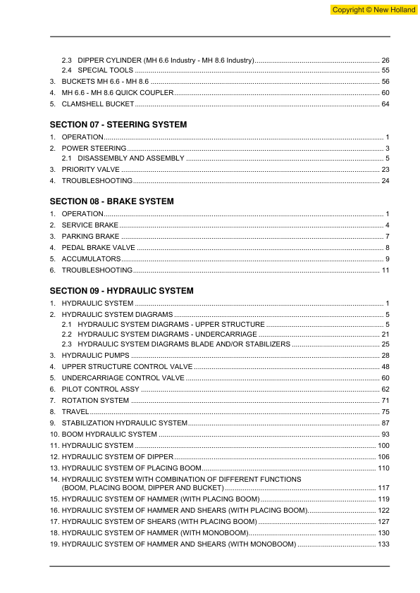 New Holland MH6.6 MH8.6 Industry Excavators Repair Manual Tier III - Image 8