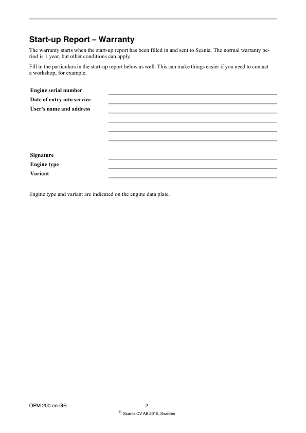 Scania DC13 XPI Industrial Engine Service and Operator Manual - Image 3