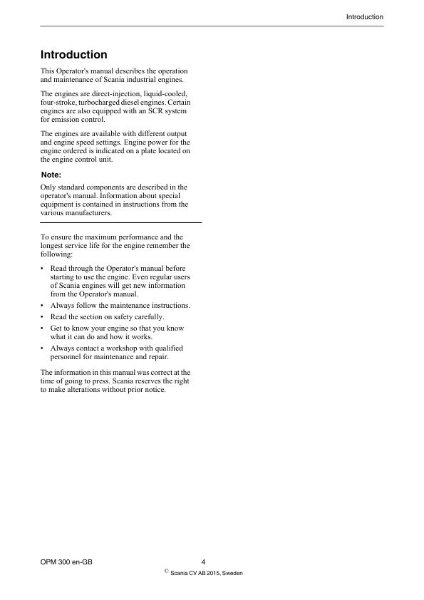 Scania DC16 XPI Industrial Engine Service and Operator Manual - Image 5