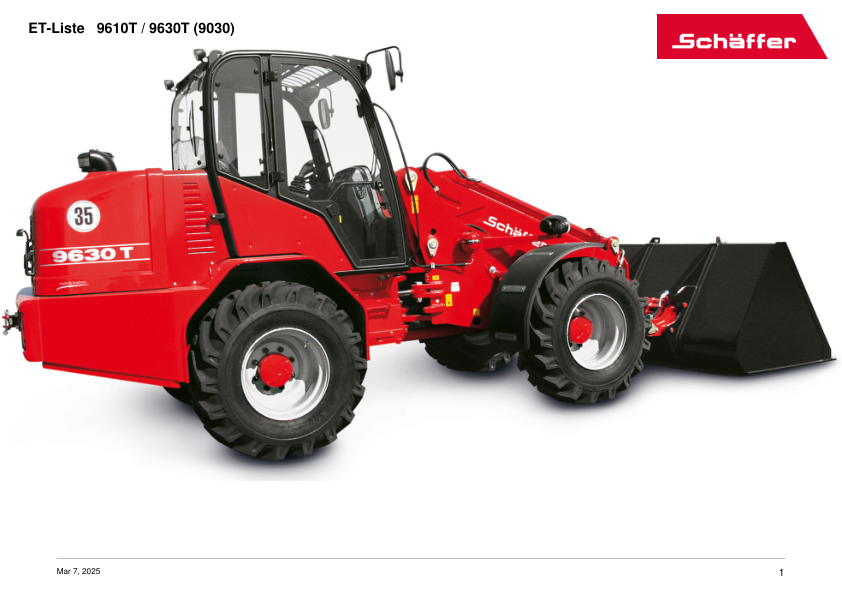 Schaffer 9610T 9630T Wheel Loader Parts Catalog - Image 2