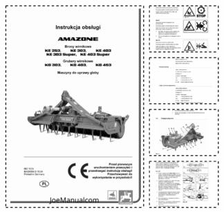 Amazone KE 253 KE 303 KE 403 KG 303 KG 403 KG 453 Power Harrow Cultivator Manual