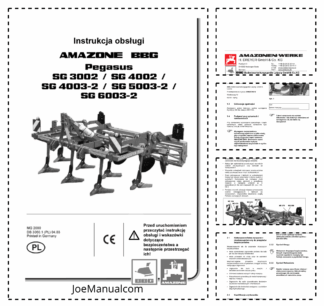 Amazone Pegasus SG 3002 4002 4003-2 5003-2 6003-2 Stubble Cultivator Manual