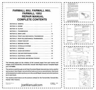 CASE Farmall 85U 95U 105U Tractor Repair Manual