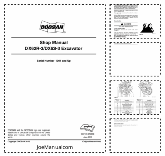 Doosan DX62R DX63-3 Excavators Shop Manual