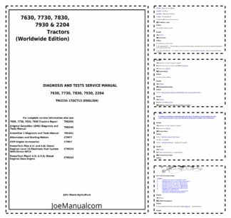 John Deere 7630 7730 7830 7930 2204 Diagnosis and Tests Service Manual