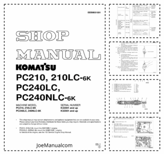 Komatsu PC210-6K PC240-6K Excavators Shop Manual