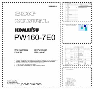 Komatsu PW160-7E0 Excavator Workshop Manual