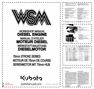 Kubota Diesel Engine 70 mm Stroke Series Workshop Manual