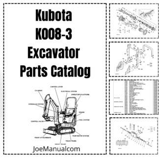 Kubota K008-3 Mini Excavator Parts Catalog