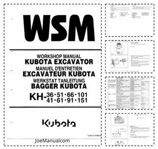 Kubota KH36 KH41 KH51 KH61 KH66 KH91 KH101 KH151 Excavators Workshop Manual