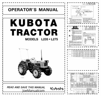 Kubota L235 L275 Tractor Operators Manual