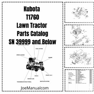Kubota T1760 Lawn Tractor Parts Catalog Serial 39999 and Below