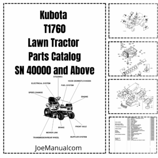 Kubota T1760 Lawn Tractor Parts Catalog Serial 40001 and Above