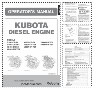 Kubota V3307 CR TE4 V2607 CR TE4 D1803 CR TE4 V2403 CR TE4 Diesel Engines Operators Manual