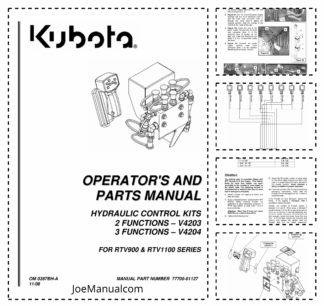Kubota V4203 V4204 Hydraulic Control Kit Operators and Parts Manual