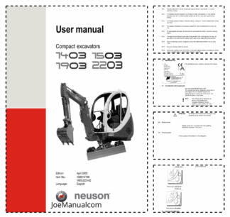 Neuson 1403 1503 1903 2203 Track Excavator Operators Manual