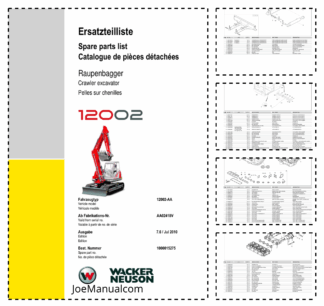 Wacker Neuson 12002 Track Excavator Parts Catalog AA02418V AA04985