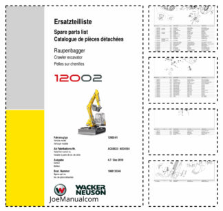 Wacker Neuson 12002 Track Excavator Parts Catalog AC02633 AD04584
