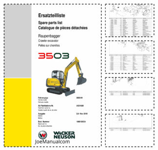 Wacker Neuson 3503 Track Excavator Parts Catalog AG01628