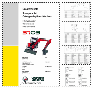 Wacker Neuson 3703 Track Excavator Parts Catalog AB00001V AC01770