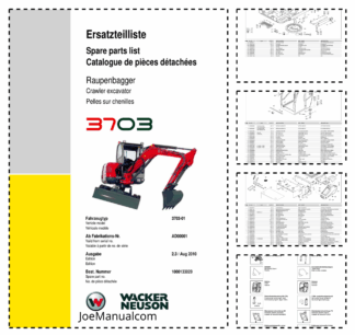 Wacker Neuson 3703 Track Excavator Parts Catalog AD00001 AD01553