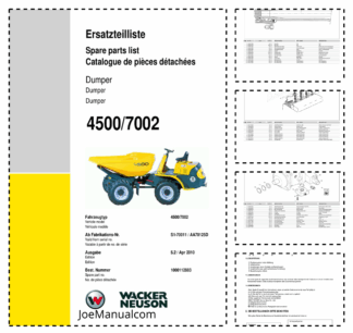 Wacker Neuson 4500 7002 Dumper Parts Catalog