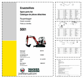 Wacker Neuson 5001 Track Excavator Parts Catalog 51940901
