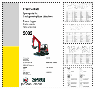 Wacker Neuson 5002 Track Excavator Parts Catalog AA00098 AA04897