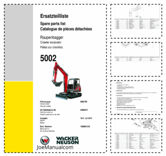Wacker Neuson 5002 Track Excavator Parts Catalog AB00473