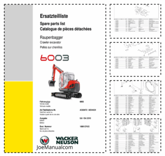Wacker Neuson 6003 Track Excavator Parts Catalog AC02472 AD07210