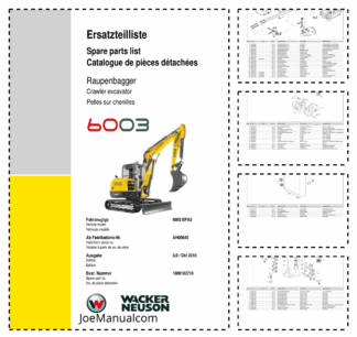 Wacker Neuson 6003 Track Excavator Parts Catalog AH00645
