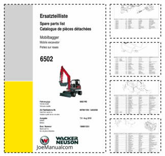 Wacker Neuson 6502 Mobile Excavator Parts Catalog AA00246 AA04981