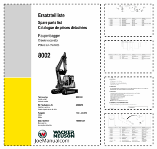 Wacker Neuson 8002 Track Excavator Parts Catalog AB00473