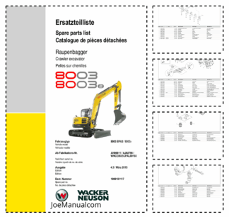 Wacker Neuson 8003 Excavator Parts Catalog
